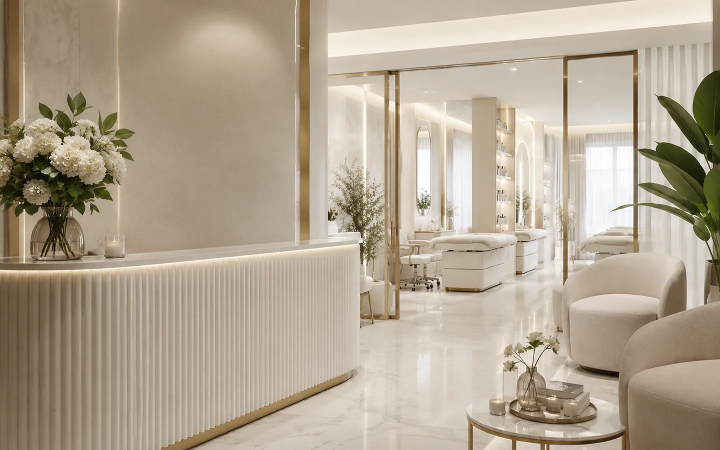 Ambiente sofisticado de clínica estética